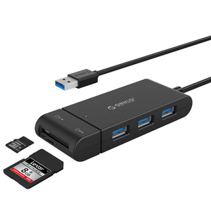ORICO 3 Port USB 3.0 HUB With SD/TF Card Reader Memory Card Reader Adapter Multifunction HUB - Black (H32TS-U3) Black