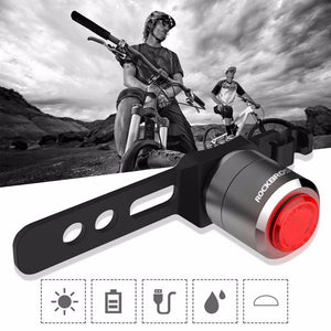 Mini USB Rechargeable Bike Tail Light Lantern, Smart Sensor Taillight, MTB Road Cycle Rear LED Bicycle Back Light Black