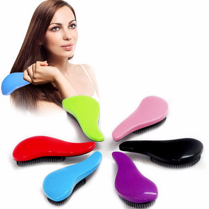 Fashion Anti Static Massage Hair Brush Comb, Magic Handle Tangle Shower Salon Styling Tamer Tool Purple