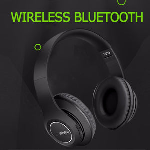 L300 Universal Sports Folding Headphones Wireless Bluetooth Headband Headset Noise Cancelling Headphones Support TF Black