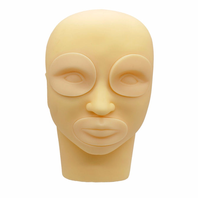 Detachable 3D Silicone Training Mannequin, Practice Make Up Eye Lashes Eyelash Tattoo Flat Head Mould Beige