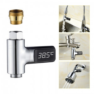 SBA028 Chrome Brass LED Digital Shower Thermometer, Water Temperature Monitor