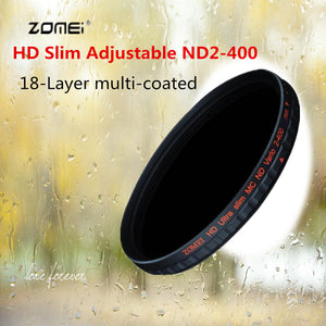 ZOMEI Circular Filter, HD Slim Adjustable ND Neutral Density ND2-400 Filter, 18 Layers Optical Camera Lens w/ Caliber 77mm