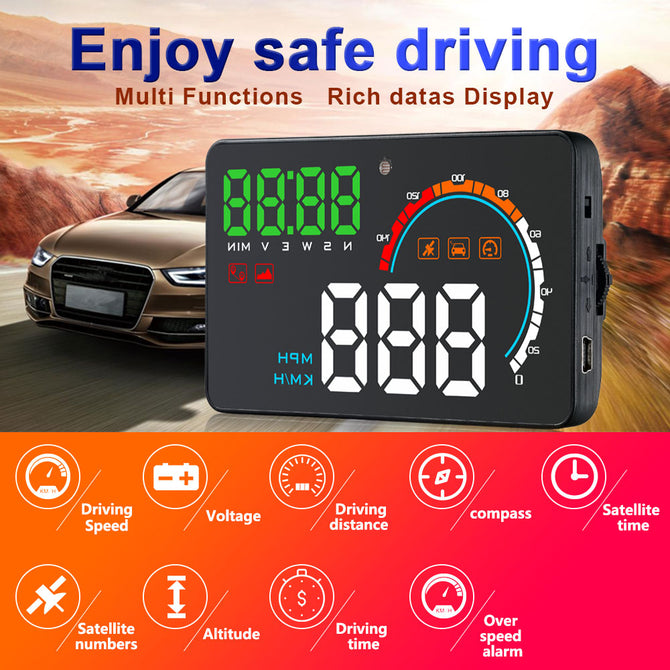 Q5 HUD Head Up Display, Car Projector Display - Black