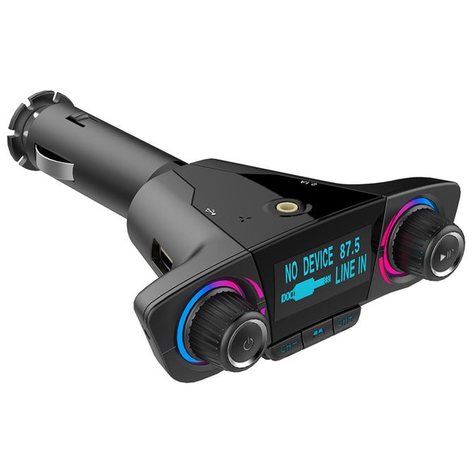 Quelima Dual-head Car Bluetooth MP3 Player, Dual USB Phone Charger / FM Transmitter Kit with Large Screen Display
