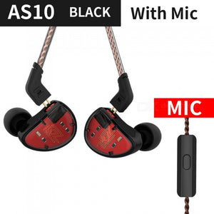 KZ AS10 5BA+5BA Active Noise Cancelling Sports Dynamic Hybrid Earphone, HIFI Stereo In-Ear Sport Earphone with Mic - Black