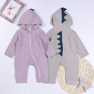 Children\'s Wear Autumn Baby Jumpsuit Cute Dinosaur Romper Clothes Gray/6M