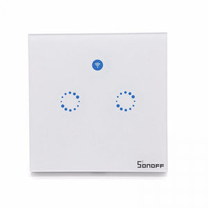 Sonoff T1 2 Gang 1 Way Wifi Wall Switch Wireless Remote- EU Plug White