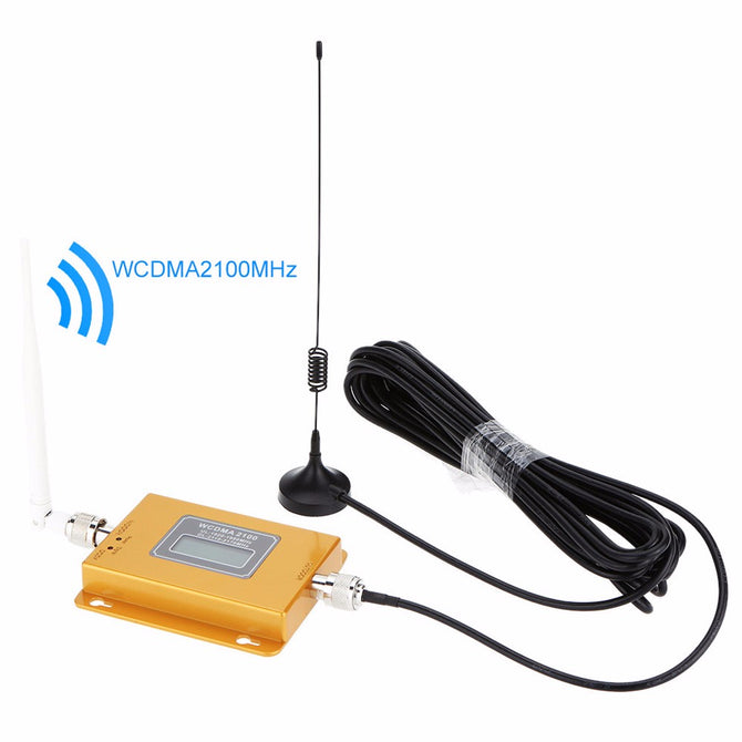 WCDMA 2100MHz 3G Alloy Cell Phone Signal Booster Amplifier LCD Mini 70db 3G LTE WCDMA UMTS EU Plug