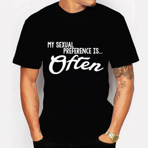 Summer Letters Print Mens Short Sleeve T-Shirt Fashion Cotton High Quality T Shirt Black/XXL