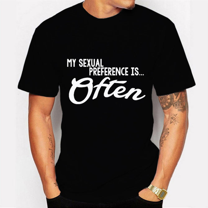 Summer Letters Print Mens Short Sleeve T-Shirt Fashion Cotton High Quality T Shirt Black/XXL