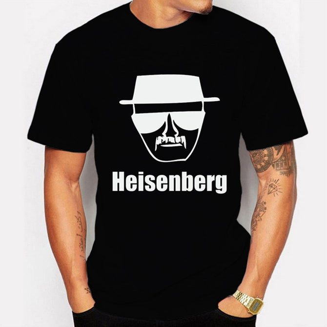 Men\'s T Shirts Printed Breaking Bad Heisenberg Letter Short Sleeve Hip Hop Blouse For Men\'s Harajuku Black T Shirt Black/L