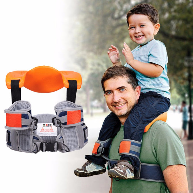 Hands-Free Shoulder Carrier Nylon Child Strap Rider For 2-5 Years Old Kids Baby Safest Kangaroo Wrap Sling Suspenders Orange/OneSize
