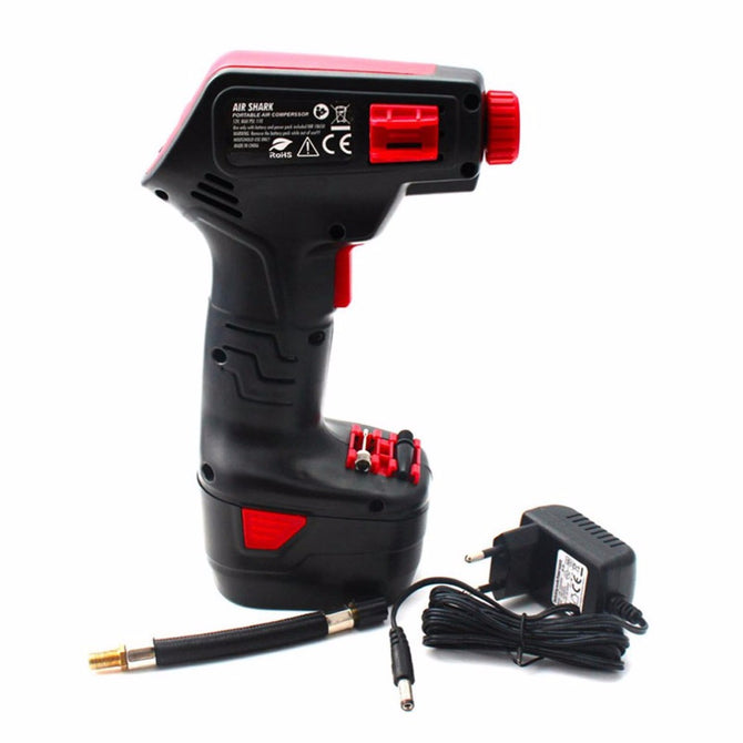 Car Air Compressor, Car Tire Inflatable Pump, Portable Wireless Cordless Rechargeable Tyre Inflator - EU Plug Black