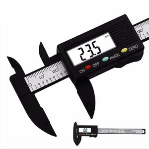 Carbon Fiber Plastic 0-100mm Electronic Digital Caliper, Vernier Caliper, LCD Micrometer Measuring Tool - Type 2 Black