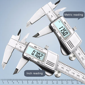 High Precision Stainless Steel Vernier Caliper, 0-150mm Electronic Digital Caliper, LCD Micrometer Measuring Tool Silver