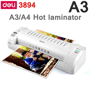 Deli 3894 Hot Pouch Laminator 220VAC A3/A4/A5 Size Photo Documents Laminator Temprature Gear With Urgency Stop