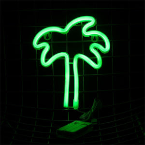 Coconut Trees Neon Light Sign USB Rechargeable Decorative Light For Home Decor Neon Party Supplies Decorative Plates Green/Clear/0-5W
