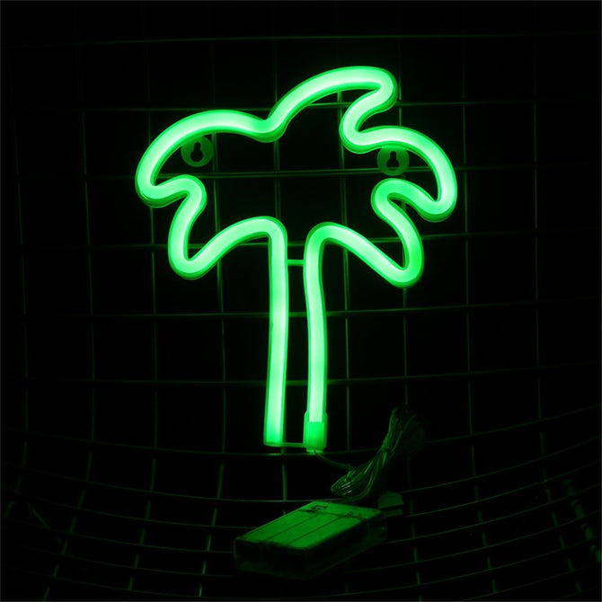 Coconut Trees Neon Light Sign USB Rechargeable Decorative Light For Home Decor Neon Party Supplies Decorative Plates Green/Clear/0-5W