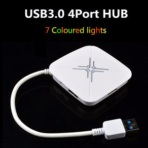 USB 3.0 HUB 4 Port USB3.0 With LED Breathing Light USB Splitter Adapter White