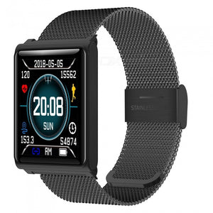 N98 Color Square Screen Smart Bluetooth Bracelet with Heart Rate / Blood Pressure Monitoring, Multiple Exercise Modes - Black