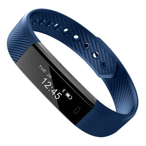 XSUNI ID115 Bluetooth Smart Bracelet with Sports Step Count Pedometer, IP67 Waterproof - Blue