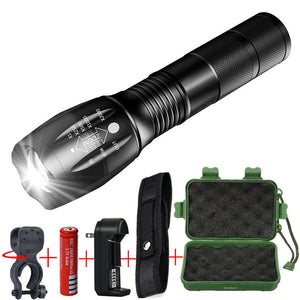 ESAMACT LED Flashlight Zoomable Focus Torch Lamp Light Tactical Torch Lantern for Camping Biking No Battery