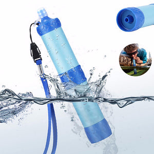 Portable ABS Plastic Water Filter Pressure Purifier Cleaner Outdoor Camping Hiking Wild Drinking Safety Emergency Blue