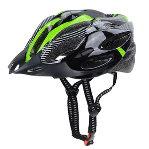 21-Hole Adjustable Lightweight Carbon Fiber Bicycle Cycling Helmet for Men, Women - Black Green