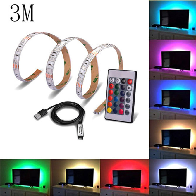 USB 3 Meter TV Background 5V RGB 5050-60 LED Waterproof Light