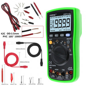 AN870 19999 Counts Auto Range Digital Precision Multimeter True-RMS NCV Ohmmeter AC/DC Voltage Ammeter Transistor Tester - Green