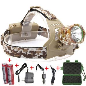 ESAMACT XML T6 LED Headlight 3-Mode Rechargeable Headlight Head Torch Lamp Camping Hunting With 18650 Battery - Camouflage