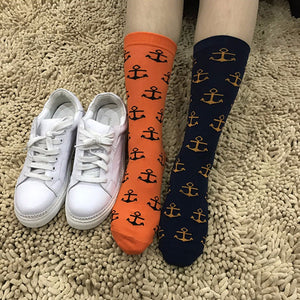 5 Pairs Creative Moustache Jigsaw Pattern Multicolor Mens Socks, Fashion Casual Cotton Crew Socks For Men Couple Multi