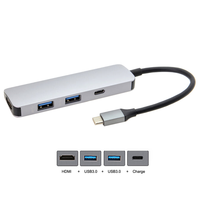 CY UC-084 USB-C Type-C to HDMI & 2 Ports HUB & Female Charger