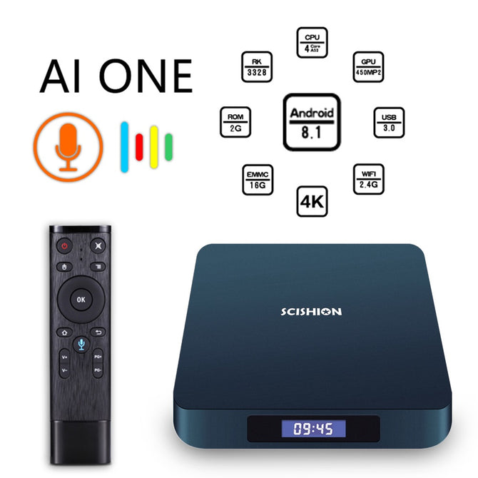 AI ONE Android 8.1 RK3328 Smart TV TV Box with 2GB RAM, 16GB ROM - EU Plug