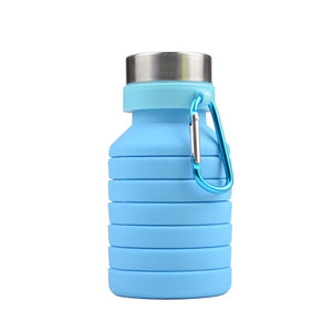 Collapsible Water Bottle Silicone Folding Reusable Gym Fitness Training Drink Bottles- 550ml Leak Proof Eco-Friendly Green