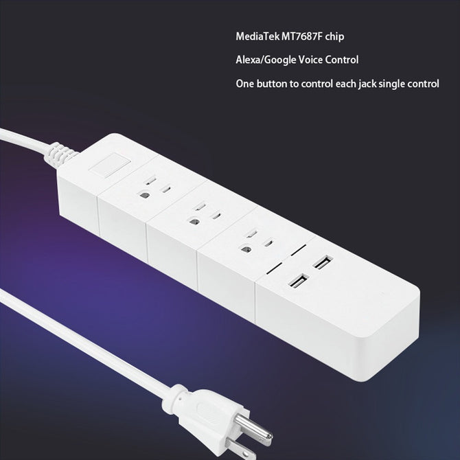 Smart Power Strip 3 AC Outlets 2 USB Ports Plug Sockets WiFi Wireless For Alexa Google Voice Control US/EU/UK Plug EU Plug/White