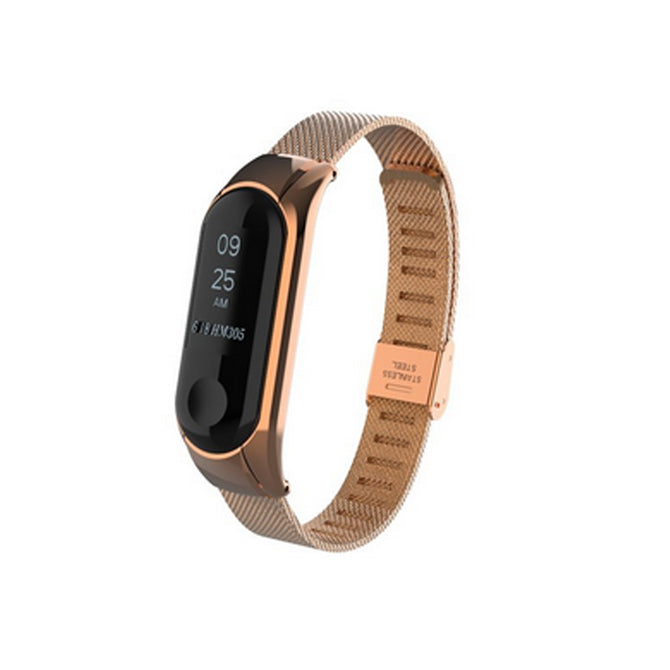 Metal Replacement Wrist Band Strap for Mi Band Miband 3 Smart Bracelet - Rose Gold