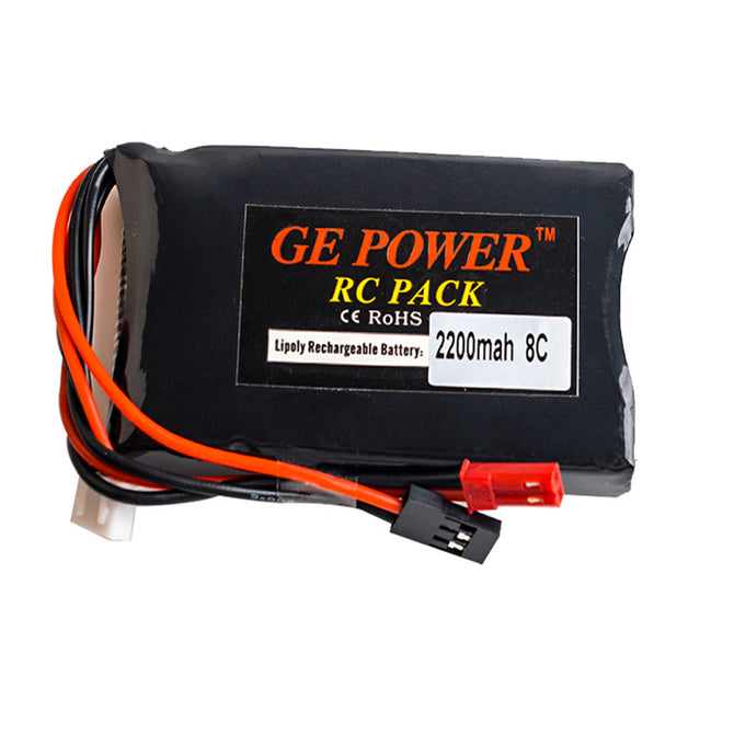 GE Power Lipo Battery, 7.4V 2200mAh 8C JSTplug Li-Po Battery for Futaba T8FG 14SG Transmitter