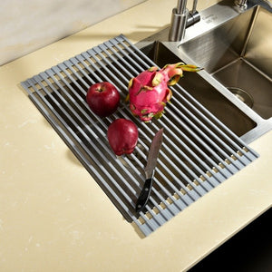 Round Rollable Stainless Steel Dish Drying Rack, Over the Sink Dish Drying Rack, Collapsible Dish Drainer for Kitchen
