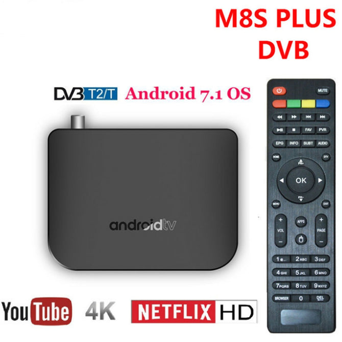 M8S Plus DVB - T2 / T / C Amlogic S905D Android 7.1 TV Box with 1GB RAM, 8GB ROM, 2.4G Wi-Fi - EU Plug