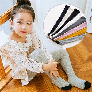 Girls Tights Kids Solid Tights Baby Knitted Cotton Warm Pantyhose Stocking Baby Clothing For 2-12 Years Old Yellow/2-3T