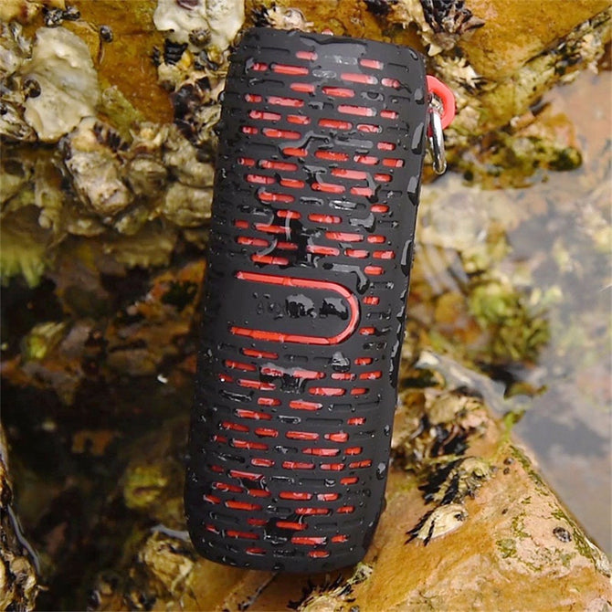 Outdoor Waterproof Portable Bluetooth Speaker, Mini Brass Sound Wireless Subwoofer W/ Hook Design Red