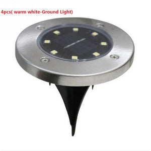 ZHAOYAO 8 LEDs Inserted Solar Power Lights Under Ground Lamp Outdoor Path Garden Light - Warm White