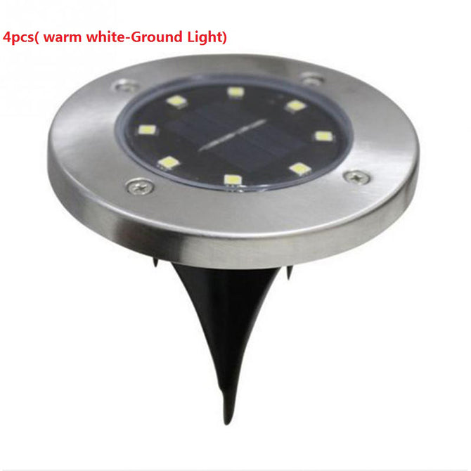ZHAOYAO 8 LEDs Inserted Solar Power Lights Under Ground Lamp Outdoor Path Garden Light - Warm White
