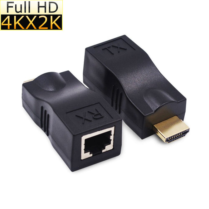 Kitbon 4k*2k RJ45 Female to HDMI Male Network Signal Adapters - Black