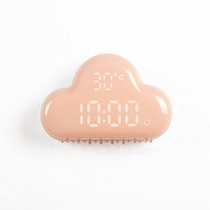 Cloud Shape LED Alarm Clock with Temperature Display - Pink