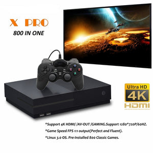 Ultra HD Video 4K Game Console Built-in 800 Games 64 bit HDMI Player for PS1/CPS/GBC/SMS - Black