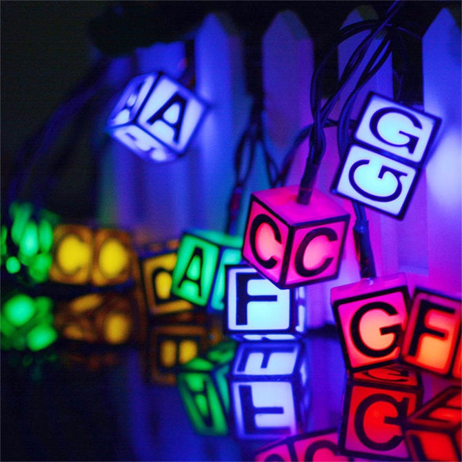 Novelty Solar Powered Led String Light English Alphabet Lantern 6M 30LED Multicolor Fairy Lights Decorative Lamp Blue/0-5W