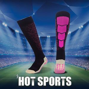 Mens Cotton Long Soccer Socks Non-slip Sport Football Ankle Leg Shin Guard Compression Protector For Men 36-46 Size Orange
